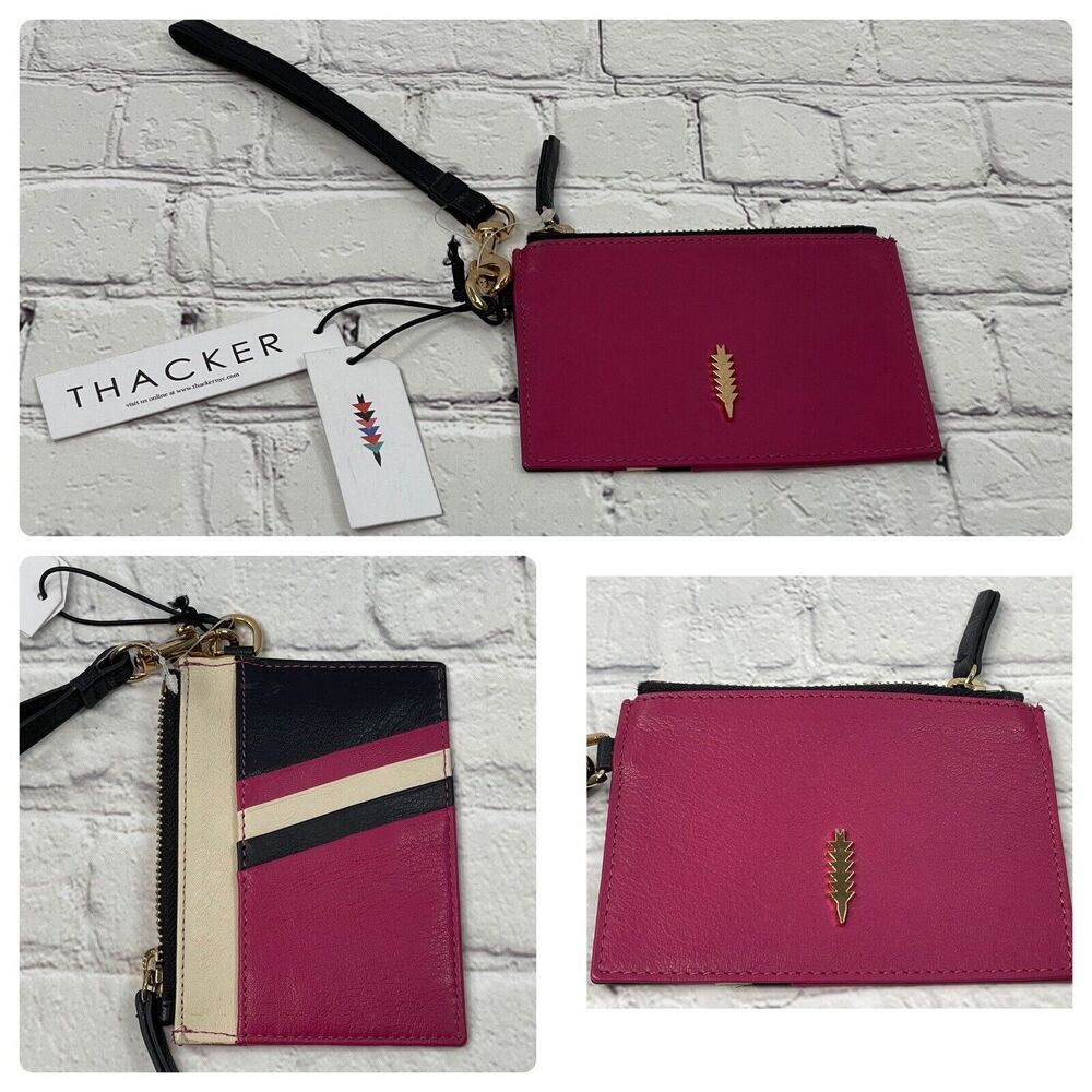THACKER Amber Anthropologie Maroon Black Credit Card Coin Purse NWT SOLD OUT $68